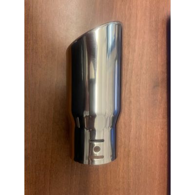 304IRT70 SLASH CUT IN ROLLED TAIL PIPE POLISHED SINGLE SKIN 58MM INLET